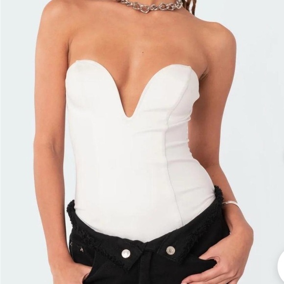 White Strapless Bodysuit - Picture 1 of 5